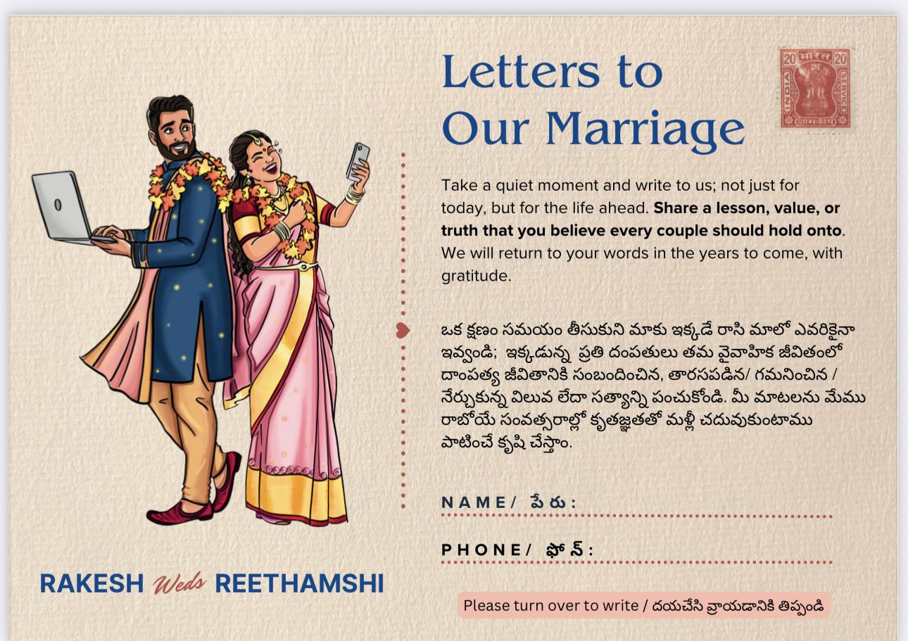 Letters for tomorrow, written on their Wedding Day